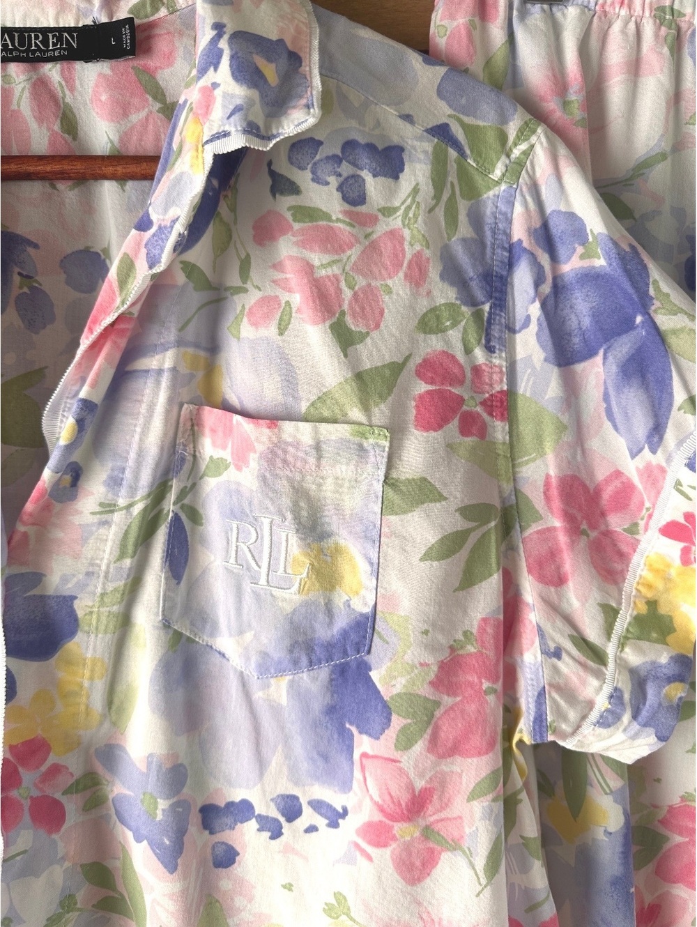 Lauren Ralph Lauren Black Label Short 2-Piece Pajama Set Floral Women’s Large - Picture 4 of 15